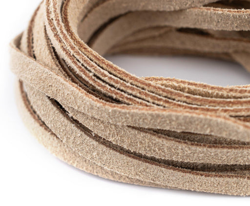 5.0mm Beige Flat Suede Leather Cord (15ft) - The Bead Chest