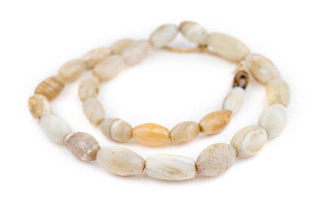 Old Nigerian White Agate Beads (9-17mm) - The Bead Chest