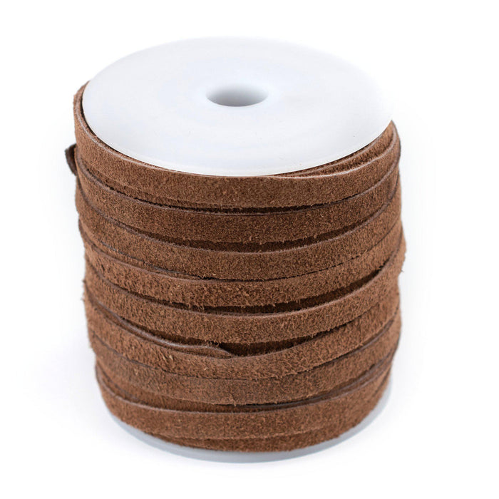 6.0mm Brown Flat Suede Leather Cord (75ft) - The Bead Chest