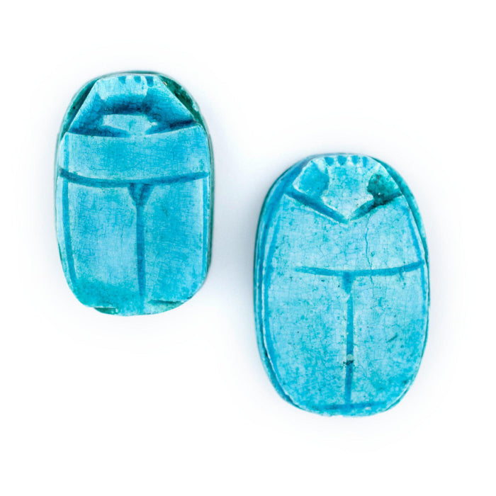 Turquoise Egyptian Scarab Pendant (35x24mm) - The Bead Chest