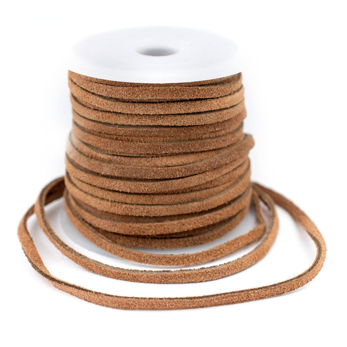 3.0mm Tan Flat Suede Leather Cord (75ft) - The Bead Chest
