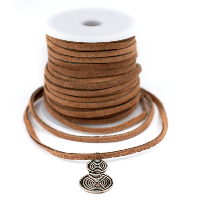3.0mm Tan Flat Suede Leather Cord (75ft) - The Bead Chest