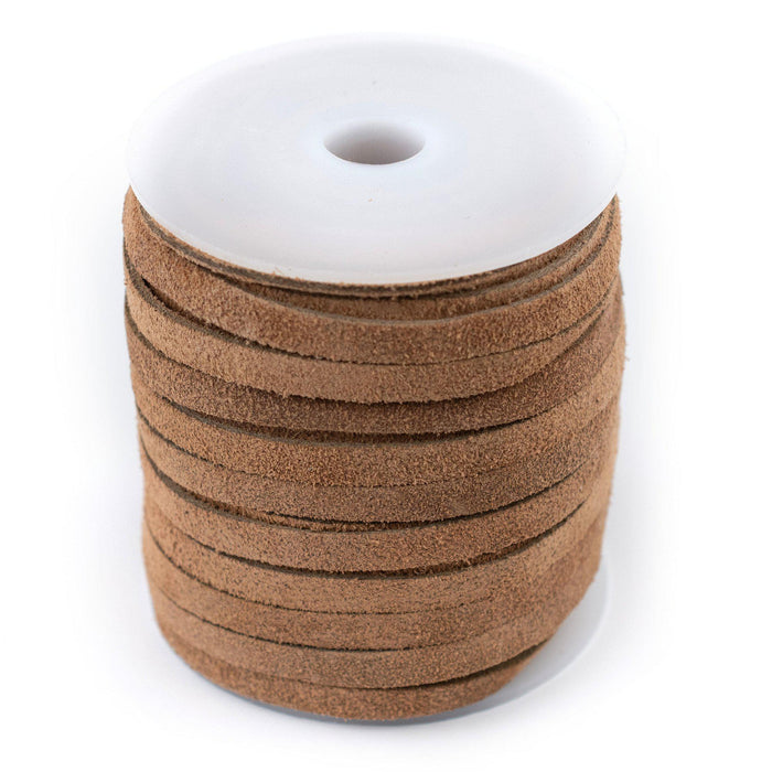 6.0mm Tan Flat Suede Leather Cord (75ft) - The Bead Chest