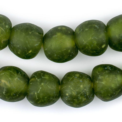 Lime Green Recycled Glass Beads (18mm) - The Bead Chest