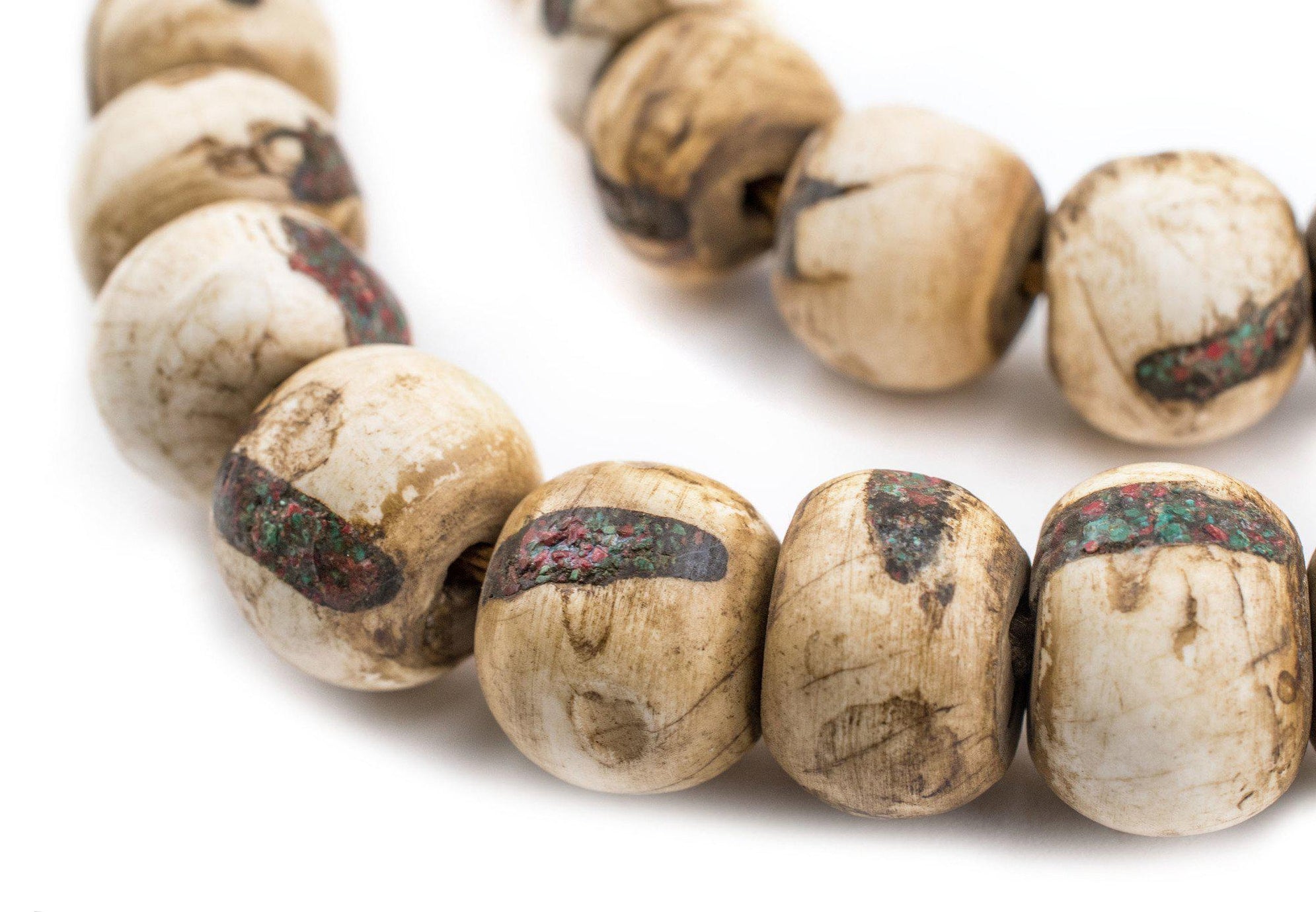 Dark Inlaid Naga Conch Shell Beads (18mm) — The Bead Chest