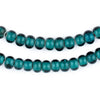Teal White Heart Beads (9mm)