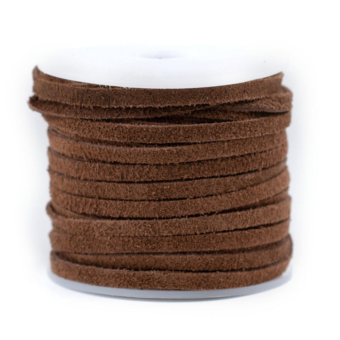 4.0mm Brown Flat Suede Leather Cord (75ft) - The Bead Chest