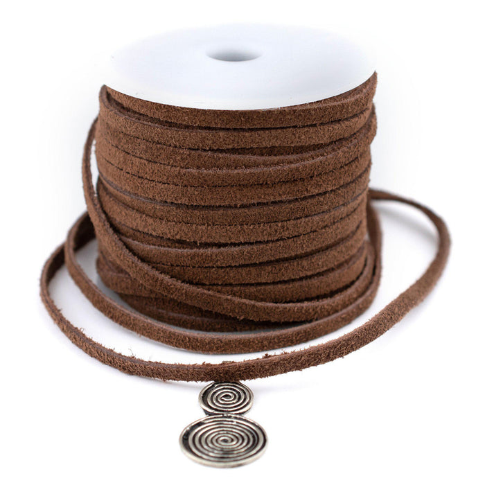 4.0mm Brown Flat Suede Leather Cord (75ft) - The Bead Chest