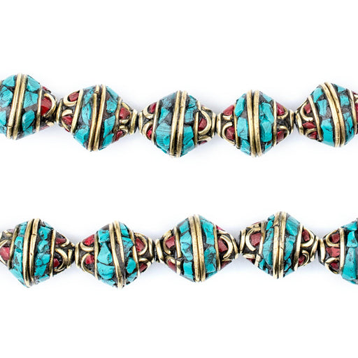 Premium Bicone Inlaid Nepali Brass Beads (14x12mm)