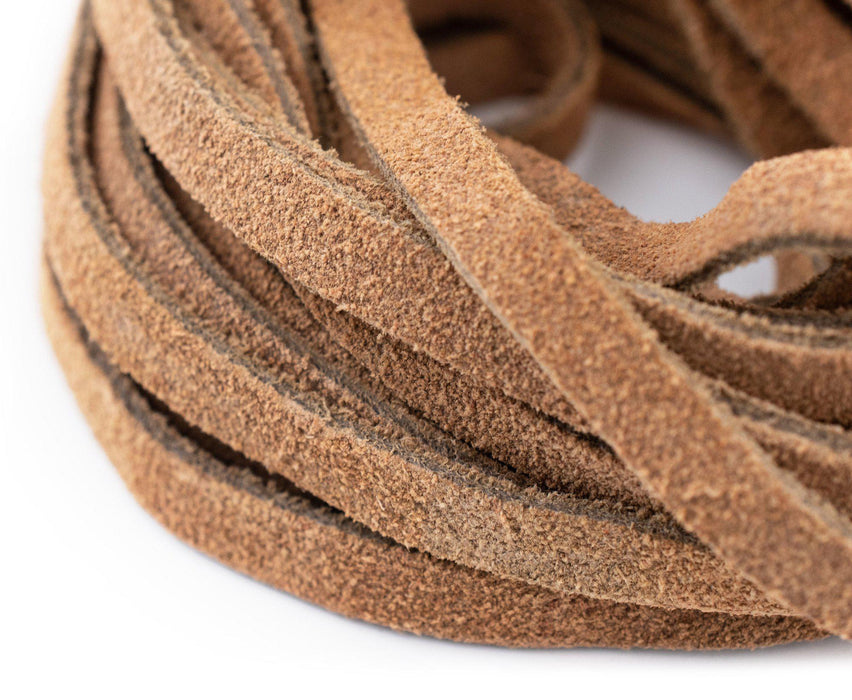 6.0mm Tan Flat Suede Leather Cord (15ft) - The Bead Chest