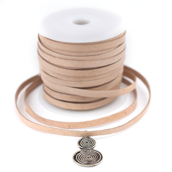 5.0mm Natural Flat Leather Cord (75ft) - The Bead Chest
