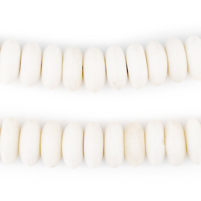 White Bone Mala Disk Beads (14mm) - The Bead Chest