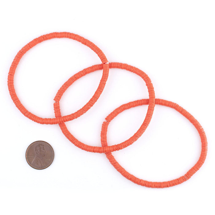 Orange African Vinyl Stretch Bracelet - The Bead Chest