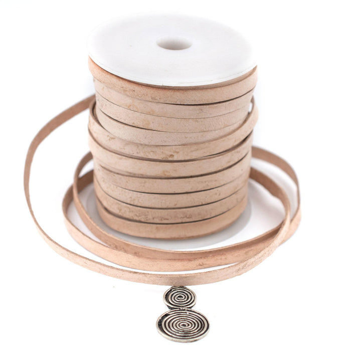 6.0mm Natural Flat Leather Cord (75ft) - The Bead Chest