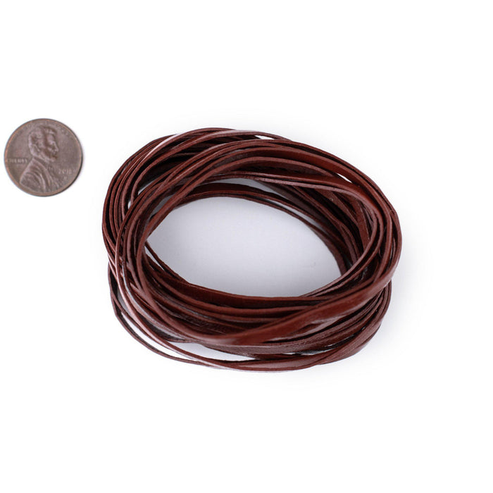 3.0mm Brown Flat Leather Cord (15ft) - The Bead Chest