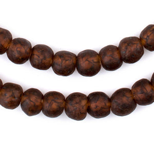 Amber Black Swirl Recycled Glass Beads (11mm)