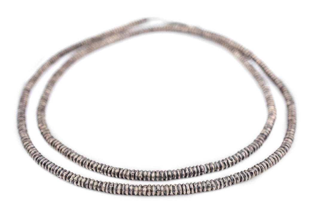 Dark Silver Heishi Ethiopian Beads (4mm) - The Bead Chest