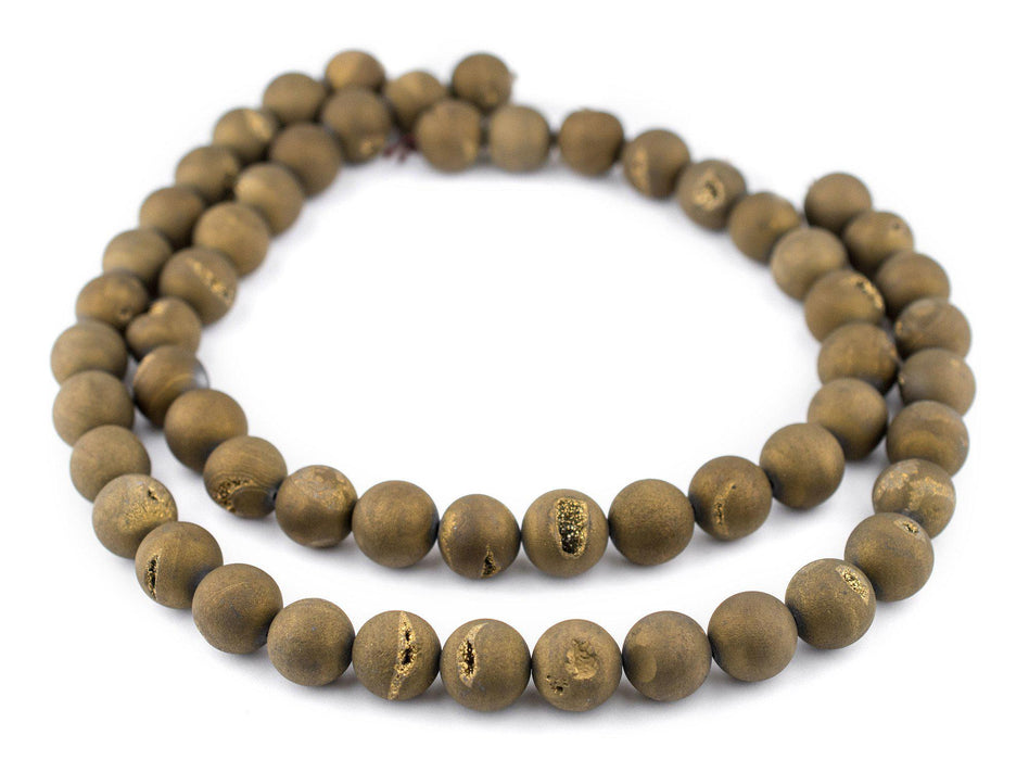 Gold Round Druzy Agate Beads (14mm) - The Bead Chest