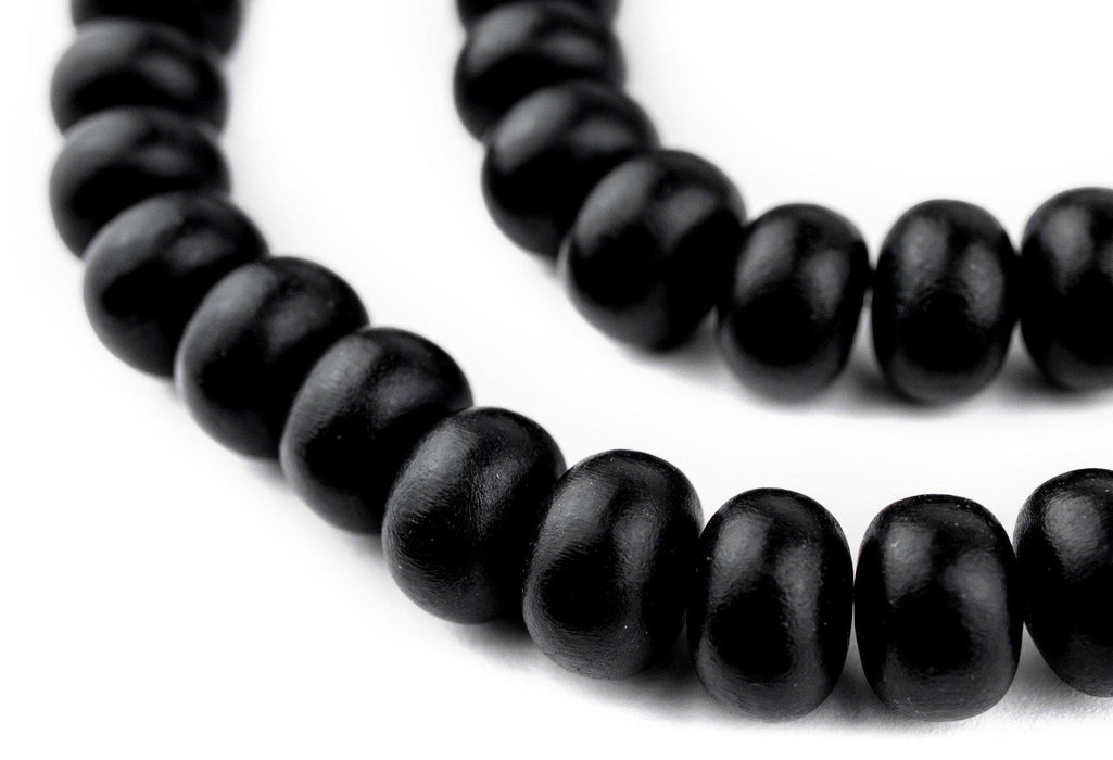 Black Abacus Natural Wood Beads (10x15mm) - The Bead Chest
