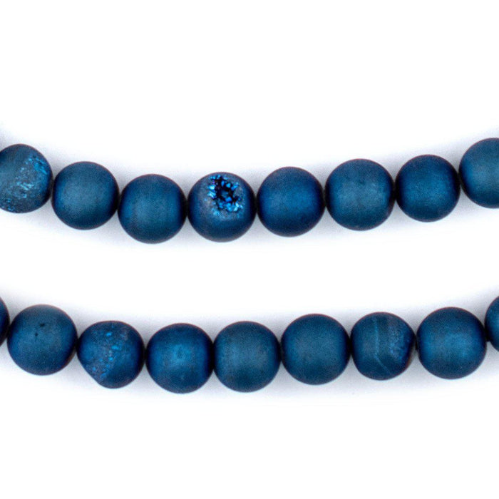 Blue Round Druzy Agate Beads (8mm) - The Bead Chest