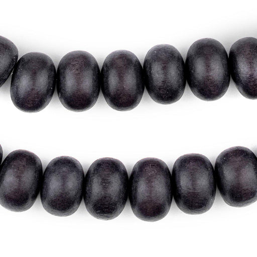 Dark Grey Abacus Natural Wood Beads (10x15mm) - The Bead Chest