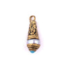 Pearl Brass Capped Locket Pendant with Blue (28x10mm)