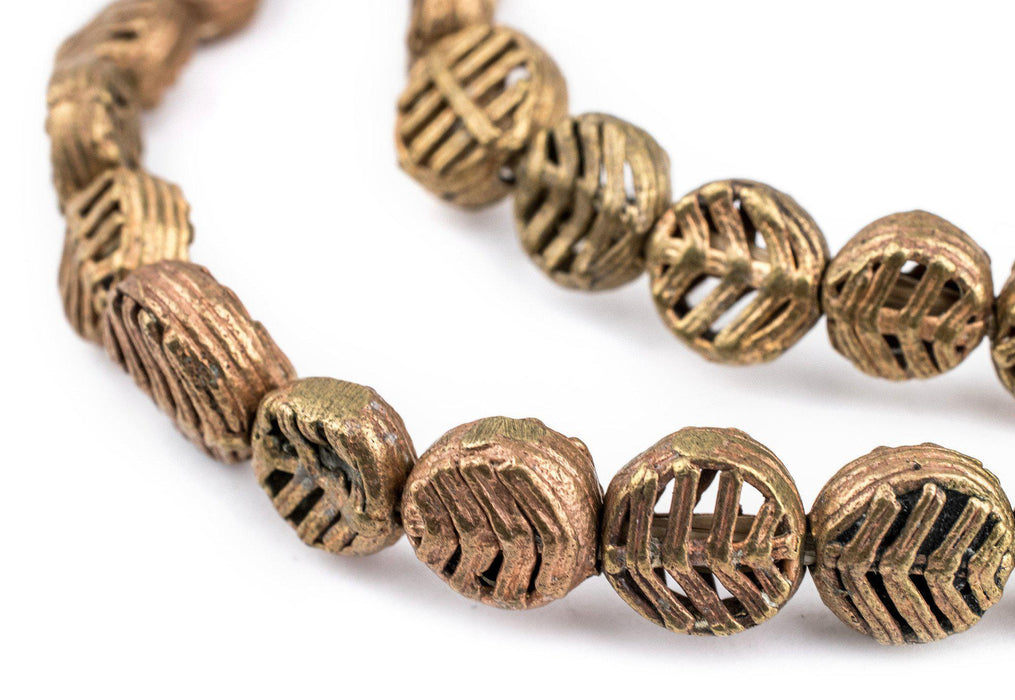 Circular Leaf Ghana Brass Filigree Beads (12mm) - The Bead Chest