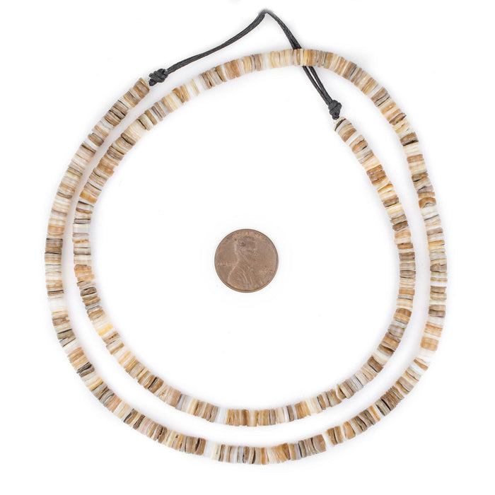Beige Natural Shell Heishi Beads (5mm) - The Bead Chest