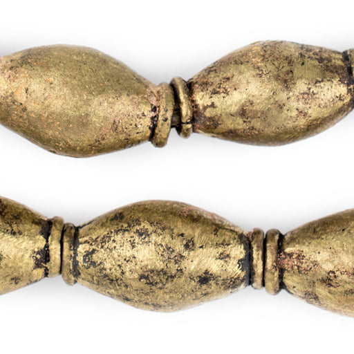 Jumbo Nigerian Brass Elongated Oval Beads (37x22mm) - The Bead Chest