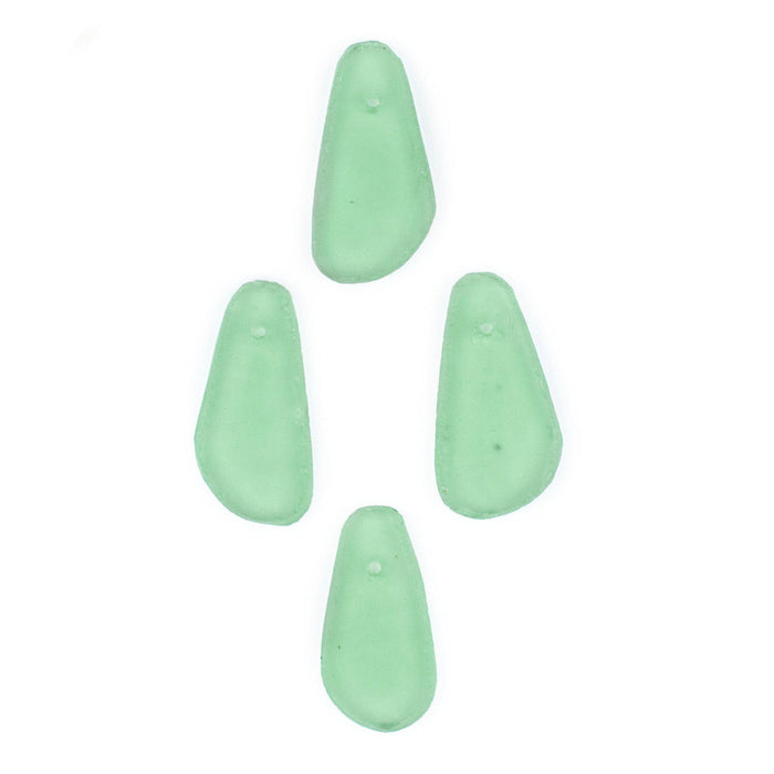 Light Green Sea Glass Teardrop Pendants (Set of 4) - The Bead Chest