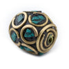Inlaid Nepali Cylindrical Brass Beads (12mm, Set of 4)