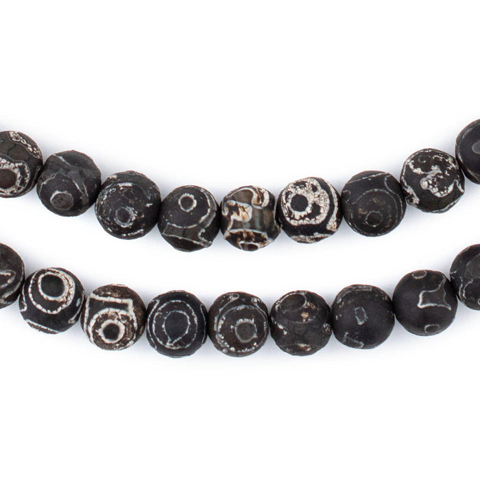 Dark Antiqued Round Tibetan Agate Beads (8mm) - The Bead Chest
