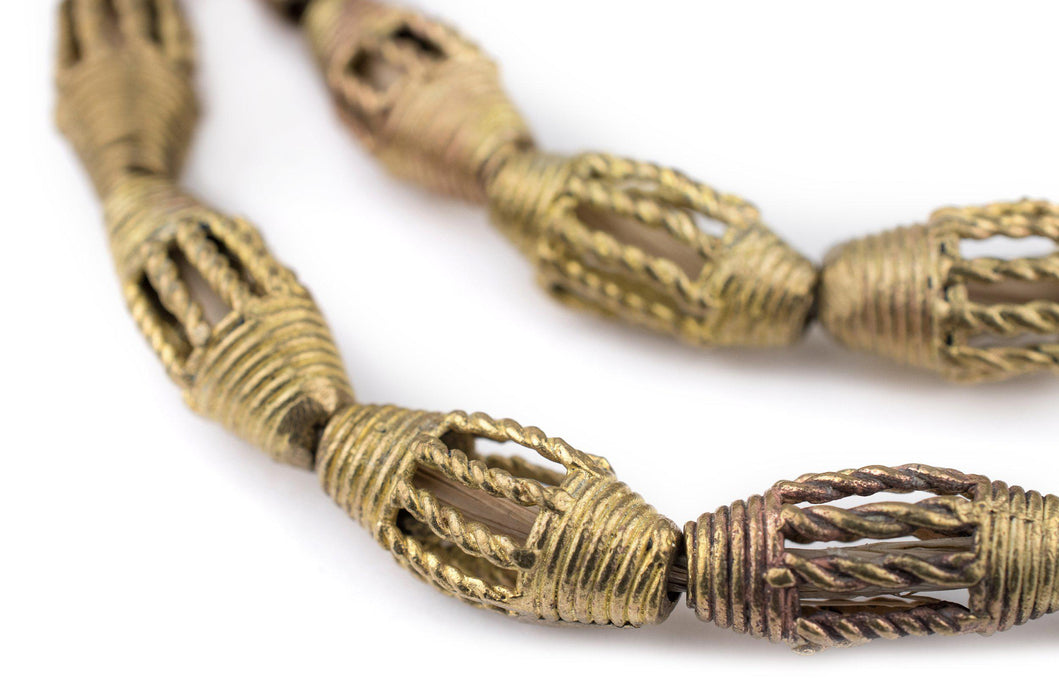 Braided Brass Filigree Oval Beads (24x15mm) - The Bead Chest