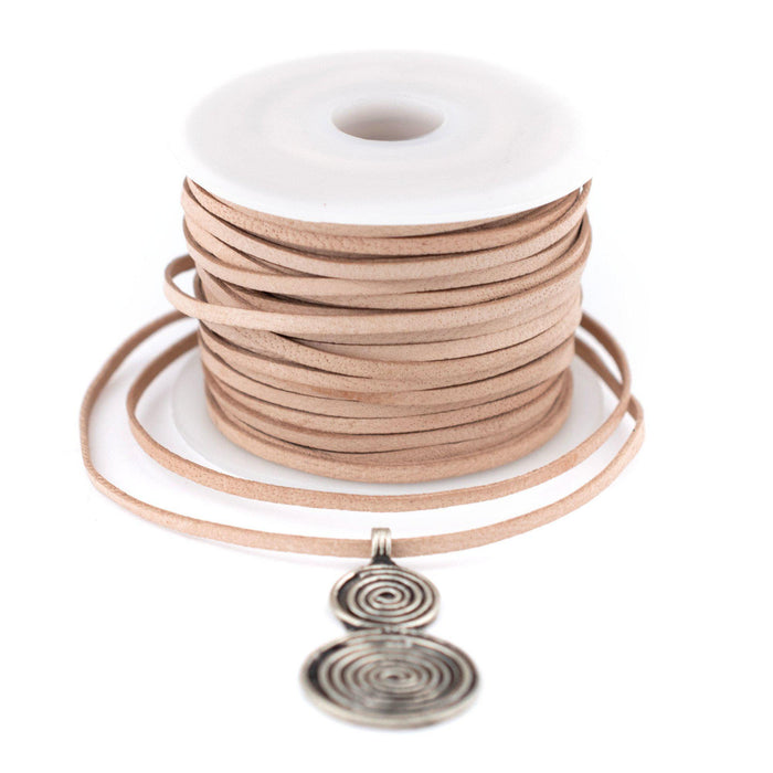2.0mm Natural Flat Leather Cord (75ft) - The Bead Chest