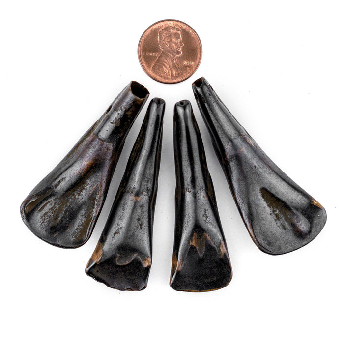 Dark Brown Water Buffalo Tooth Pendants (Set of 4) - The Bead Chest