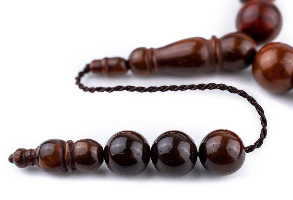 Dark Brown Round Wooden Arabian Prayer Beads (12mm) - The Bead Chest