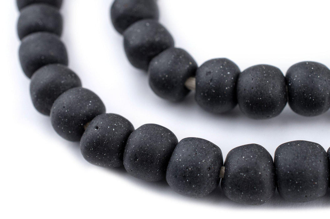 Dark Grey Opaque Recycled Glass Beads (11mm) - The Bead Chest