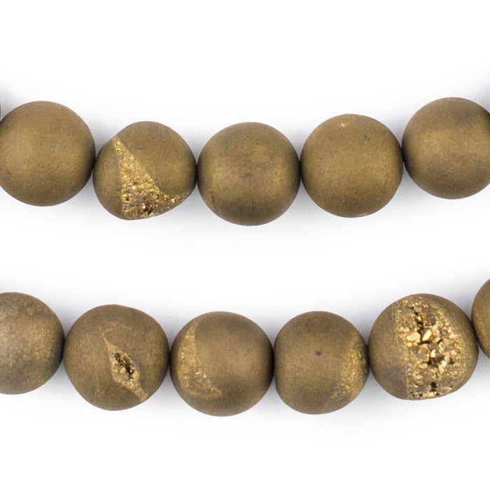 Gold Round Druzy Agate Beads (12mm) - The Bead Chest