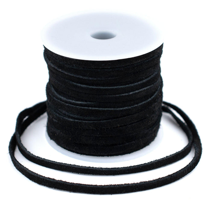 4.0mm Black Flat Suede Leather Cord (75ft) - The Bead Chest