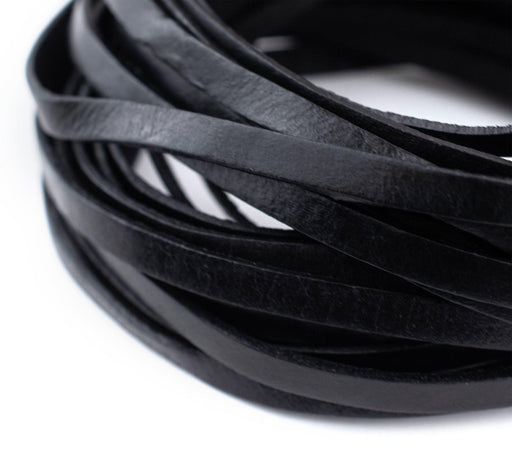 4.0mm Black Flat Leather Cord (15ft) - The Bead Chest