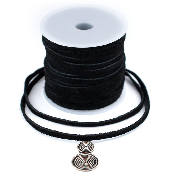 4.0mm Black Flat Suede Leather Cord (75ft) - The Bead Chest