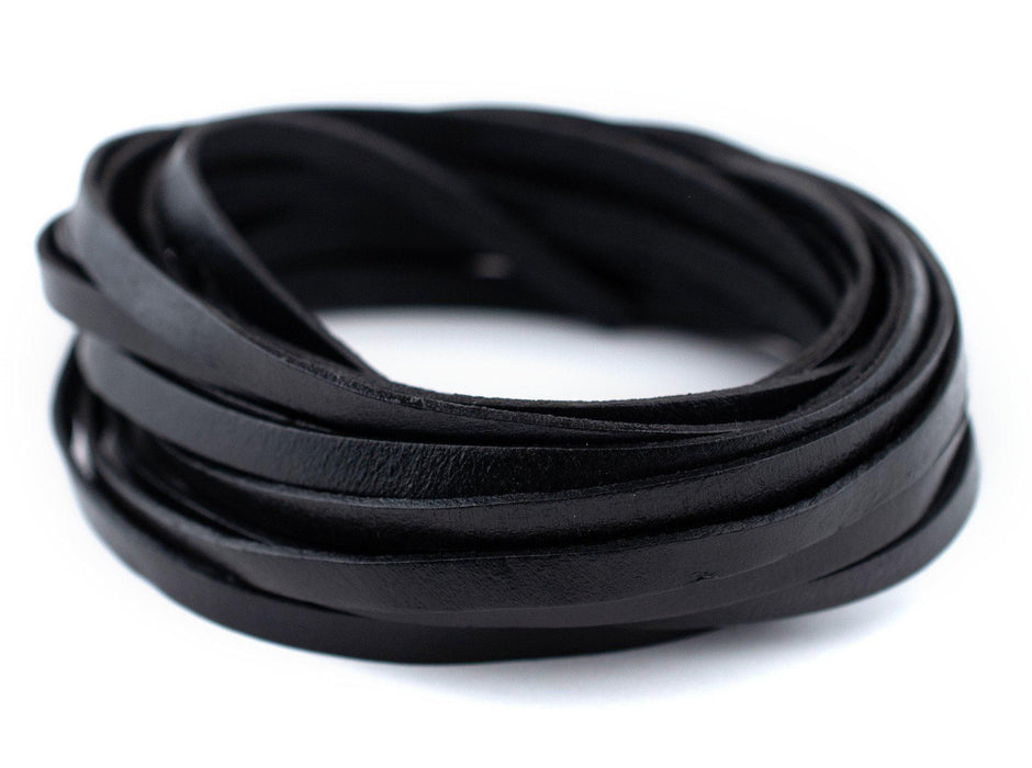 5.0mm Black Flat Leather Cord (15ft) - The Bead Chest