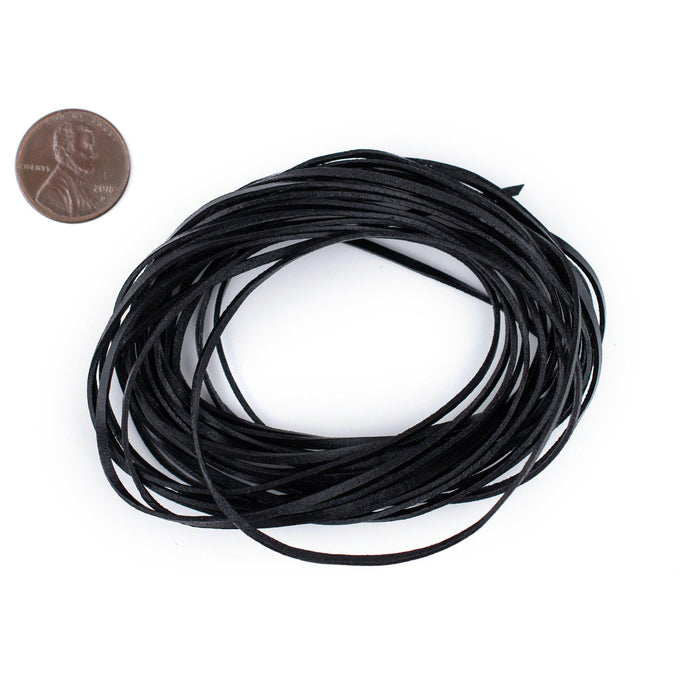 1.5mm Black Flat Leather Cord (15ft) - The Bead Chest