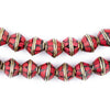 Coral Bicone Inlaid Nepali Brass Beads (10x11mm)