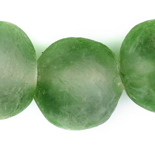 Super Jumbo Green Swirl Recycled Glass Beads (35mm) - The Bead Chest