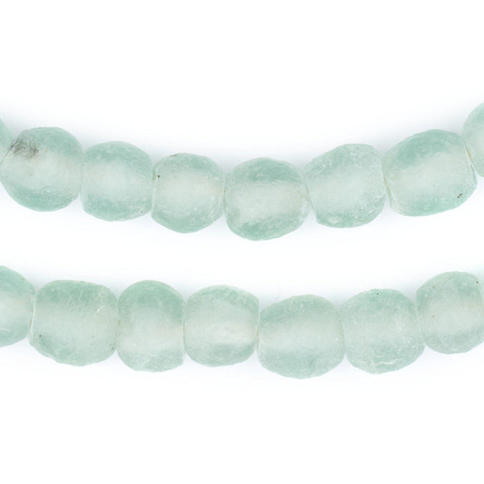 Lime Flat Ghana Glass Beads with Pink Clay