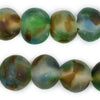 Jumbo Blue Green Brown Swirl Recycled Glass Beads (25mm)