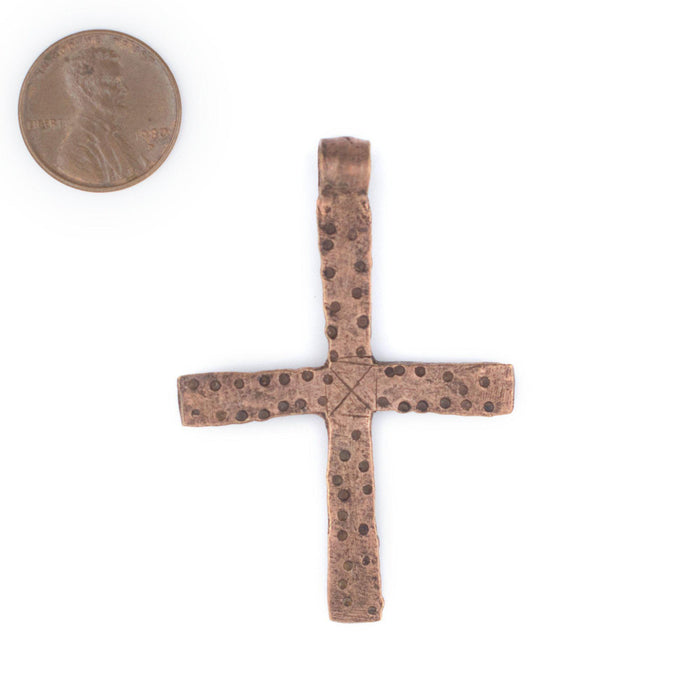 Hammered Dot Ethiopian Copper Cross Pendant - The Bead Chest