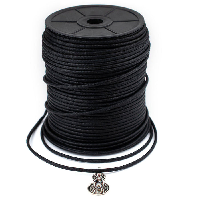 3.0mm Black Waxed Cotton Cord (300ft) - The Bead Chest