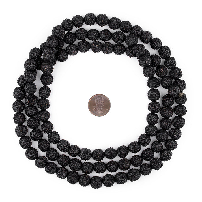 Black Rudraksha Mala Prayer Beads (10mm) - The Bead Chest